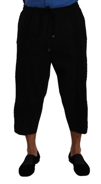 Dolce & Gabbana Black Cotton Torero Sweatpants Shorts Pants Dolce & Gabbana Black Cotton Torero Sweatpants Shorts Pants