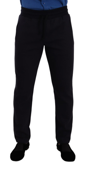 Dolce & Gabbana Blue Cotton Stretch Jogging Trouser Pants PAN72939 Dolce & Gabbana Blue Cotton Stretch Jogging Trouser Pants PAN72939