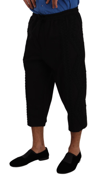 Dolce & Gabbana Black Cotton Torero Cropped Short Trouser Pants Dolce & Gabbana Black Cotton Torero Cropped Short Trouser Pants