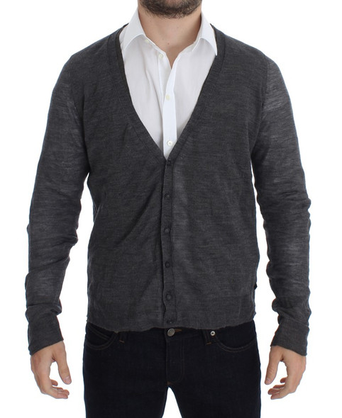 Costume National Gray Wool Button Cardigan Sweater Costume National Gray Wool Button Cardigan Sweater