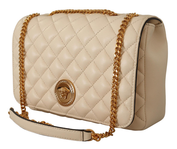 Versace Elegant White Nappa Leather Shoulder Bag Versace Elegant White Nappa Leather Shoulder Bag