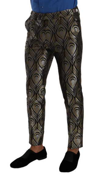 Dolce & Gabbana Silver Gold Jacquard Men Trouser Dress Pants Dolce & Gabbana Silver Gold Jacquard Men Trouser Dress Pants