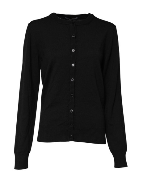 Black Wool Knit Crew Neck Cardigan Sweater TSH90728 Black Wool Knit Crew Neck Cardigan Sweater TSH90728