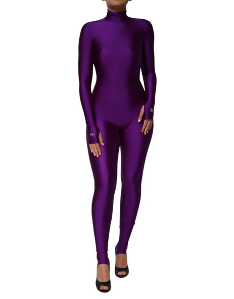 Dolce & Gabbana Purple Nylon Turtleneck Bodycon Jumpsuit Dress Dolce & Gabbana Purple Nylon Turtleneck Bodycon Jumpsuit Dress