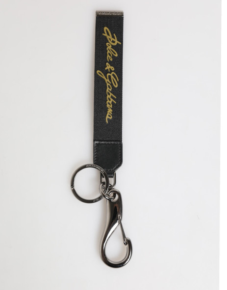 Dolce & Gabbana Black Yellow Polyester DG Logo Silver Keychain Keyring Dolce & Gabbana Black Yellow Polyester DG Logo Silver Keychain Keyring