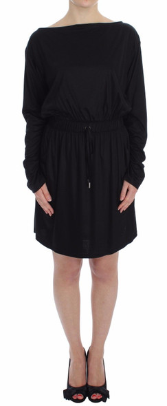 Black Modal Silk Shift Knee Dress Black Modal Silk Shift Knee Dress