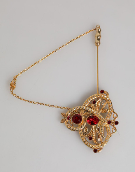 Dolce & Gabbana Gold Tone 925 Sterling Silver Crystal Chain Brooch Pin Dolce & Gabbana Gold Tone 925 Sterling Silver Crystal Chain Brooch Pin