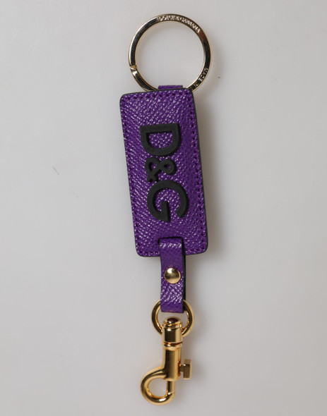 Purple DG Logo Leather Gold Tone Metal Keyring Keychain Purple DG Logo Leather Gold Tone Metal Keyring Keychain