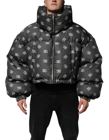 Dolce & Gabbana Black DG Monogram Full Zip Puffer Men Jacket Dolce & Gabbana Black DG Monogram Full Zip Puffer Men Jacket