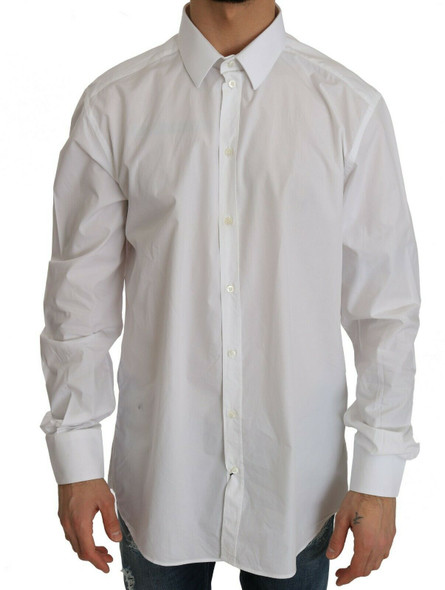 Dolce & Gabbana White 100% Cotton GOLD Slim Dress Shirt Dolce & Gabbana White 100% Cotton GOLD Slim Dress Shirt