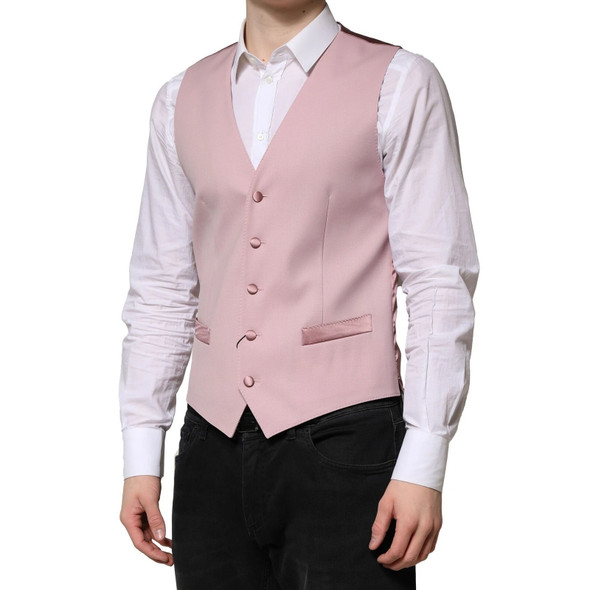 Dolce & Gabbana Pink Wool Dress Formal Men Waistcoat Vest Dolce & Gabbana Pink Wool Dress Formal Men Waistcoat Vest