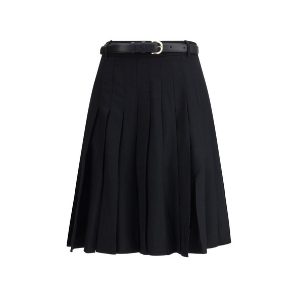 Pleated twill midi skirt Pleated twill midi skirt