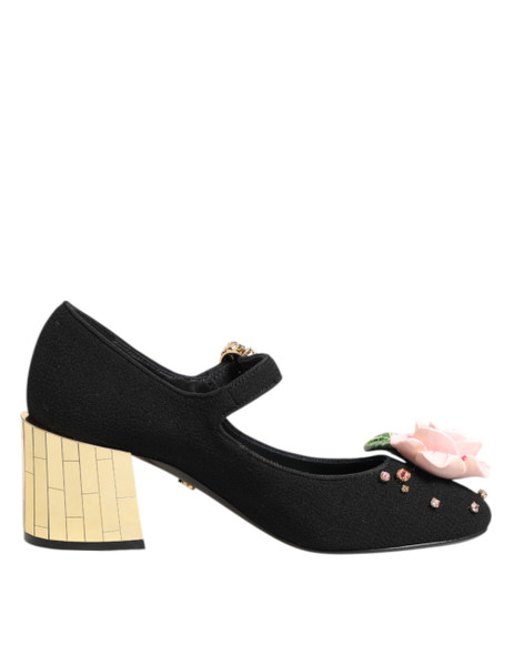 Black Flower Crystal Embellished Mary Jane Shoes LA12899 Black Flower Crystal Embellished Mary Jane Shoes LA12899