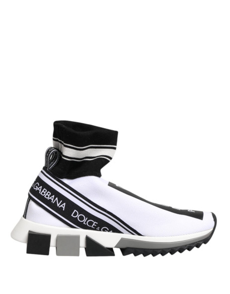Dolce & Gabbana White Black Sorrento Socks Sneakers Shoes LA12831 Dolce & Gabbana White Black Sorrento Socks Sneakers Shoes LA12831