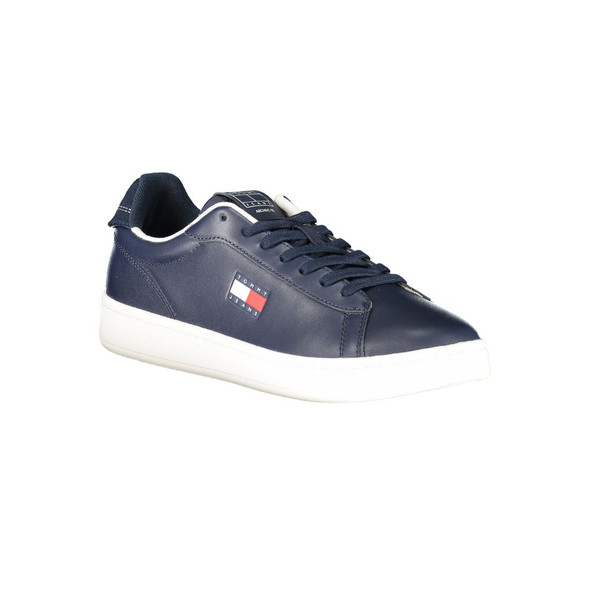 Tommy Hilfiger Blue Leather Men Sneaker TO-39392 Tommy Hilfiger Blue Leather Men Sneaker TO-39392
