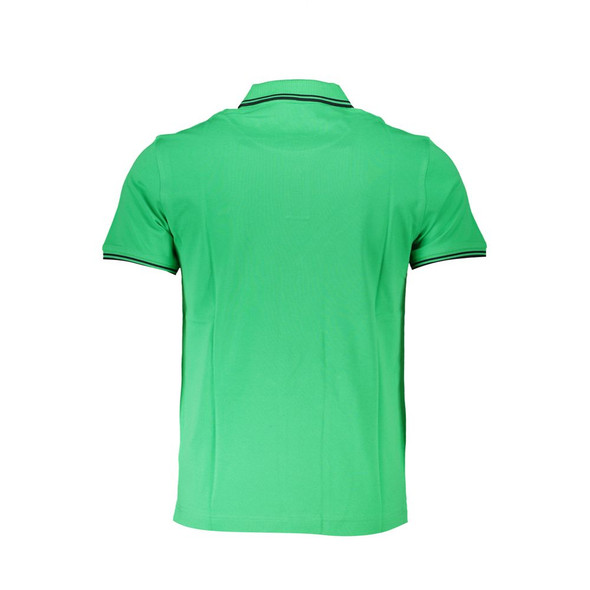 Chic Green Cotton Polo with Contrast Detailing Chic Green Cotton Polo with Contrast Detailing