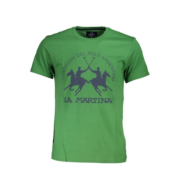 La Martina Green Cotton Men T-Shirt LA-37255 La Martina Green Cotton Men T-Shirt LA-37255