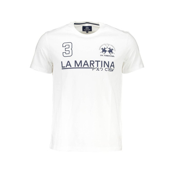 La Martina White Cotton Men T-Shirt LA-37747 La Martina White Cotton Men T-Shirt LA-37747