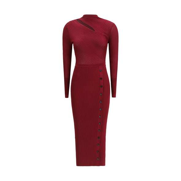 Self-Portrait Ribbed midi Dress SEPF25080MBUBURGUNDYBB Self-Portrait Ribbed midi Dress SEPF25080MBUBURGUNDYBB