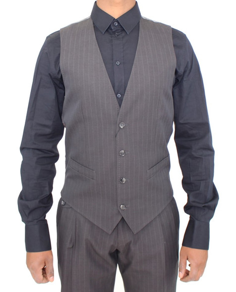 Dolce & Gabbana Gray Striped Formal Dress Vest Dolce & Gabbana Gray Striped Formal Dress Vest