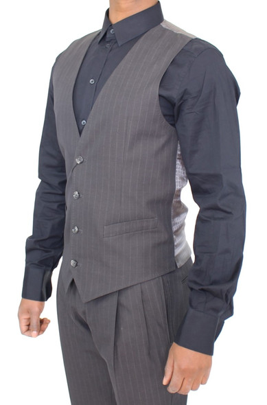 Dolce & Gabbana Gray Striped Formal Dress Vest Dolce & Gabbana Gray Striped Formal Dress Vest