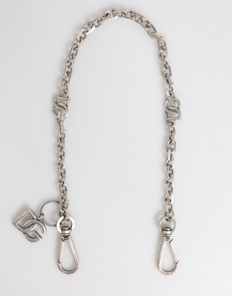 Silver Tone Brass DG Logo Detailing Chain Men Necklace Silver Tone Brass DG Logo Detailing Chain Men Necklace