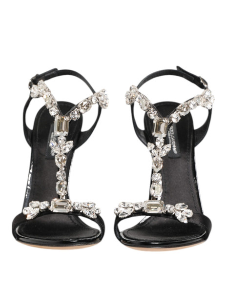 Dolce & Gabbana Black Keira Crystals Heels Sandals Shoes LA12910 Dolce & Gabbana Black Keira Crystals Heels Sandals Shoes LA12910