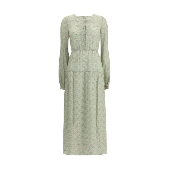 Kristina Ti Silk long Dress with foliage print Kristina Ti Silk long Dress with foliage print