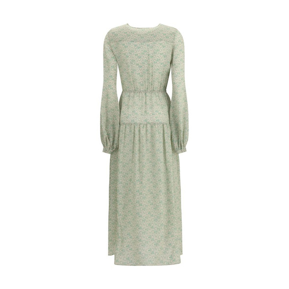Kristina Ti Silk long Dress with foliage print Kristina Ti Silk long Dress with foliage print