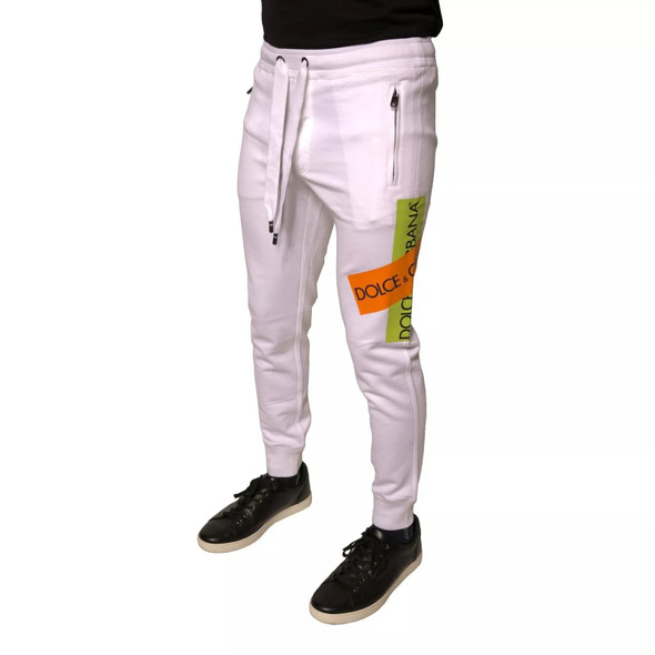 Dolce & Gabbana White Logo Tape Jogger Cotton Sweatpant Pants Dolce & Gabbana White Logo Tape Jogger Cotton Sweatpant Pants