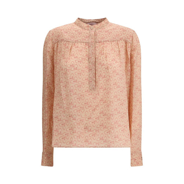 Kristina Ti Blouse with foliage print and refined stand-up collar Kristina Ti Blouse with foliage print and refined stand-up collar