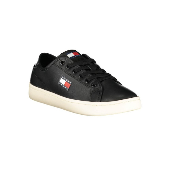 Tommy Hilfiger Black Leather Women's Sneaker Tommy Hilfiger Black Leather Women's Sneaker