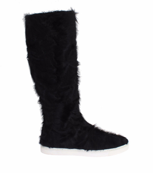 Black Xiangao Lamb Fur Leather Boots Black Xiangao Lamb Fur Leather Boots