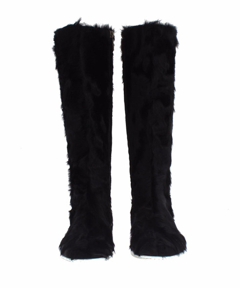Black Xiangao Lamb Fur Leather Boots Black Xiangao Lamb Fur Leather Boots