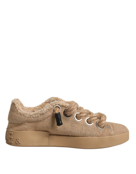 Brown Jute Fabric Low Top Men Sneakers Shoes Brown Jute Fabric Low Top Men Sneakers Shoes