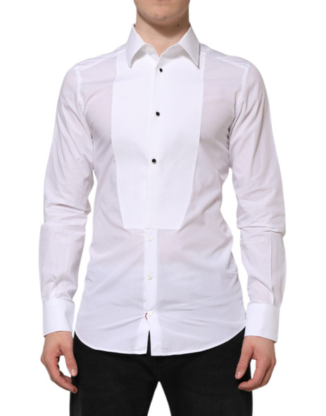 White Cotton GOLD Bib Poplin Formal Shirt White Cotton GOLD Bib Poplin Formal Shirt