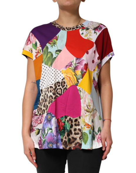 Multicolor Patchwork Cotton Silk Blouse Top Multicolor Patchwork Cotton Silk Blouse Top