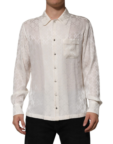White Silk DG Logo Print Long Sleeves Shirt White Silk DG Logo Print Long Sleeves Shirt