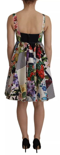 Multicolor Poplin Floral Mini Flared Dress Multicolor Poplin Floral Mini Flared Dress