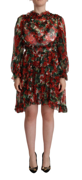 Dolce & Gabbana Multicolor Red Floral Silk Long Maxi Dress Dolce & Gabbana Multicolor Red Floral Silk Long Maxi Dress