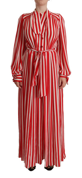 Dolce & Gabbana White Red Silk A-Line Shift Gown Dress Dolce & Gabbana White Red Silk A-Line Shift Gown Dress