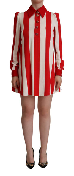 Dolce & Gabbana White Red Stretch Mini Shirt Gown Dress Dolce & Gabbana White Red Stretch Mini Shirt Gown Dress