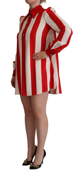 Dolce & Gabbana White Red Stretch Mini Shirt Gown Dress Dolce & Gabbana White Red Stretch Mini Shirt Gown Dress