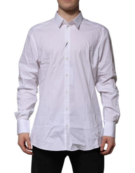 White Cotton GOLD Long Sleeves Dress Shirt White Cotton GOLD Long Sleeves Dress Shirt