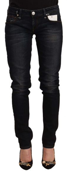 Acht Black Washed Cotton Low Waist Slim Fit Denim Jeans Acht Black Washed Cotton Low Waist Slim Fit Denim Jeans