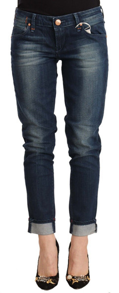 Acht Blue Washed Low Waist Skinny Denim Folded Hem Jeans Acht Blue Washed Low Waist Skinny Denim Folded Hem Jeans