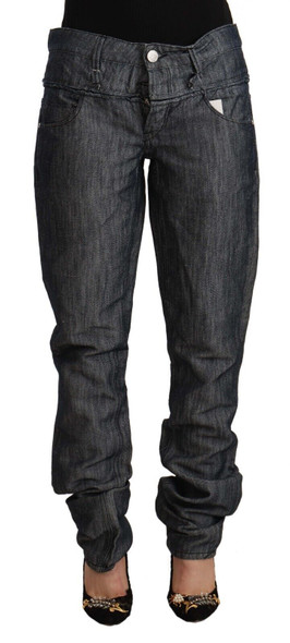 Acht Dark Gray Ramie Mid Wide Waist Straight Denim Jeans Acht Dark Gray Ramie Mid Wide Waist Straight Denim Jeans