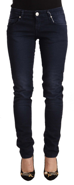 Acht Blue Washed Cotton Low Waist Slim Fit Denim Jeans Acht Blue Washed Cotton Low Waist Slim Fit Denim Jeans