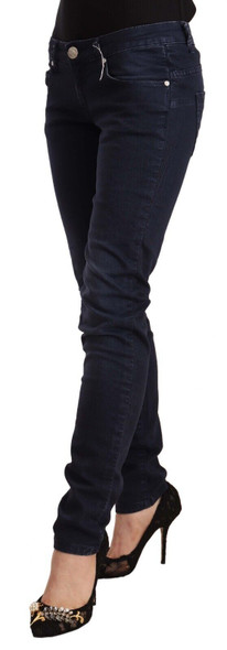 Acht Blue Washed Cotton Low Waist Slim Fit Denim Jeans Acht Blue Washed Cotton Low Waist Slim Fit Denim Jeans