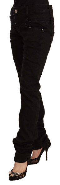 Black Low Waist Cotton Stretch Denim Skinny Jeans Black Low Waist Cotton Stretch Denim Skinny Jeans
